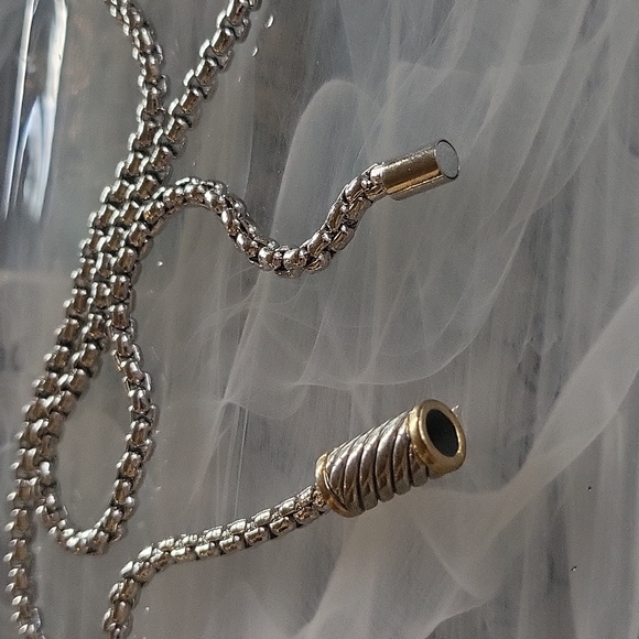 18k Rhodium Plated 20" Box Link Chain Magnetic Cable Barrle Clasp - Picture 10 of 11